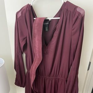 White House Black Market Maroon Long Sleeve Dress